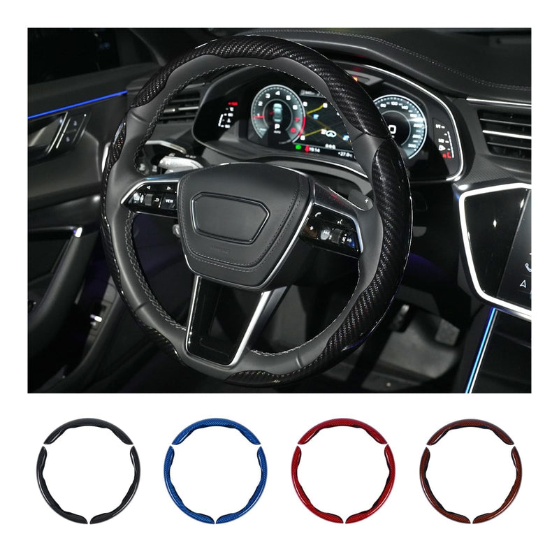 Carbon Fiber Steering Wheel Cover 3PCS Set – Anti-Slip, Scratch-Resistant, Universal Fit for 14–16 Inch Wheels – Interior Car Accessories for Cars, SUVs, Trucks (Black) Black