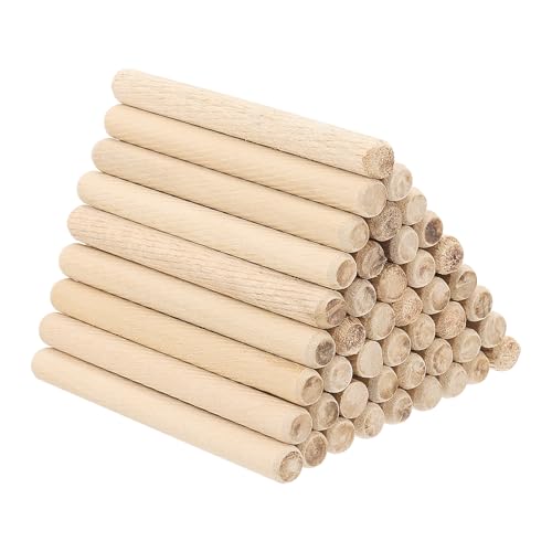 PATIKIL 3/8" x 4"(10 x 100mm) Wood Dowel Pins, 120 Pack Fluted Wooden Dowel Pin Beveled Groove Rods for Furniture Door Art Crafts Projects