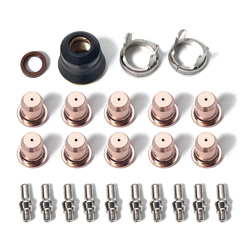 24-Piece IPT40 Plasma Cutter Consumables Kit | Compatible with YESWELDER CUT 55DS Pro/CUT 65DS | Brass & Stainless Steel Electrodes/Tips (Electrode, Nozzle, Retaining Cap)
