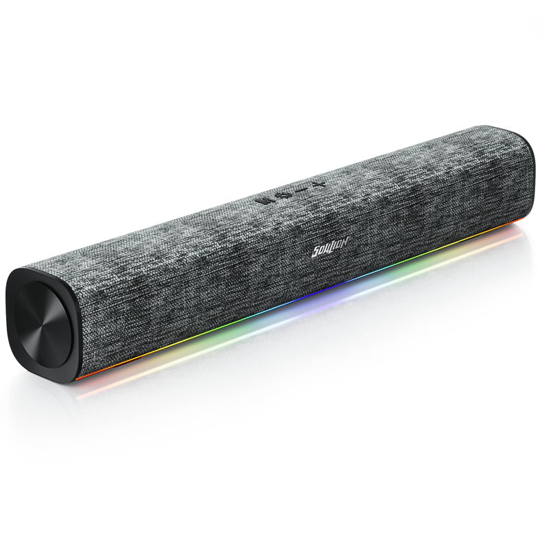 SOULION R100 Plus Computer Speakers with Dynamic RGB Light, Rechargeable Bluetooth Speaker with Switch Button, Clearly Sound Soundbar for Desktop Monitor, PC, Tablets(3.5mm Aux Connection Included)