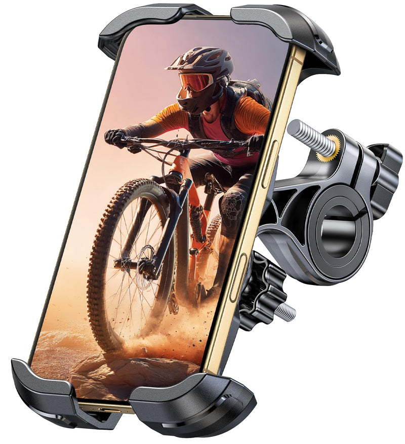 Bike Phone Holder [Upgraded Reinforced Clamp], [1s Lock] Motorcycle Phone Mount, [360° Rotatable] Bike Phone Mount Compatible with iPhone 17 Pro Max/16/S25 Ultra, 4.7-6.9’’ Phones