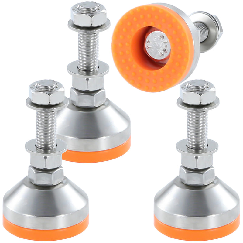 Heavy Duty 2000 lb Capacity Stainless Steel Adjustable Leveling Feet for Shelving,Machinery Devices, Workbench,Furniture,M12 Thread, 1.94inches Dia Base, Anti-Slip Nylon Pad Orange B1.94in x M12 x H1.97in