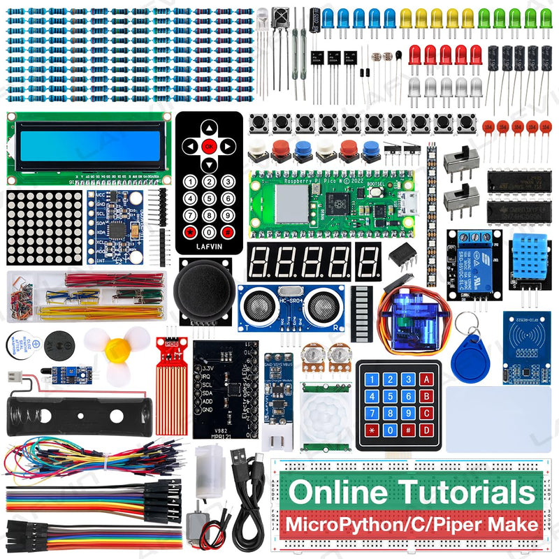 LAFVIN Ultimate Starter Kit for Raspberry Pi Pico W,LCD1602,SG90 with Tutorail