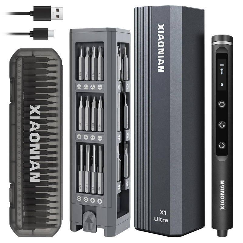 3.7V Precision Electric Screwdriver Set,76 IN 1 Mini Electric Screwdriver Cordless Set with USB Charging,5 Torque Settings Repair Tool Kit for Electronics Phone Camera Laptop Watch Grey - Upgraded Version
