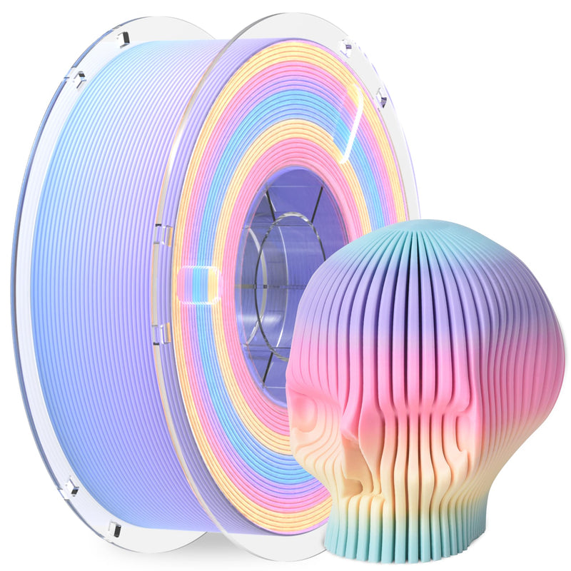RAMBERY Matte Rainbow 3D Printer Filament Matte PLA Filament Multi-Color Change 3D Printing Filament, 1.75mm 1kg(2.2lb), Lollipop Blue Purple Pink Yellow Green B-matte Rainbow Lollipop