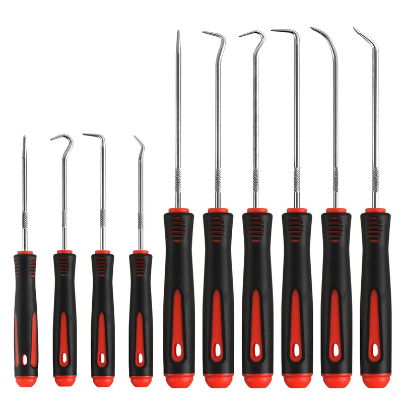 Hook and Pick Set – 10PCS Precision Pick Tools with Non-Slip Grip for Automotive, O-Ring, Seal & Gasket Removal, Mechanical and DIY Use Tool Set, Picks Precision Hooks Puller Remover Tools
