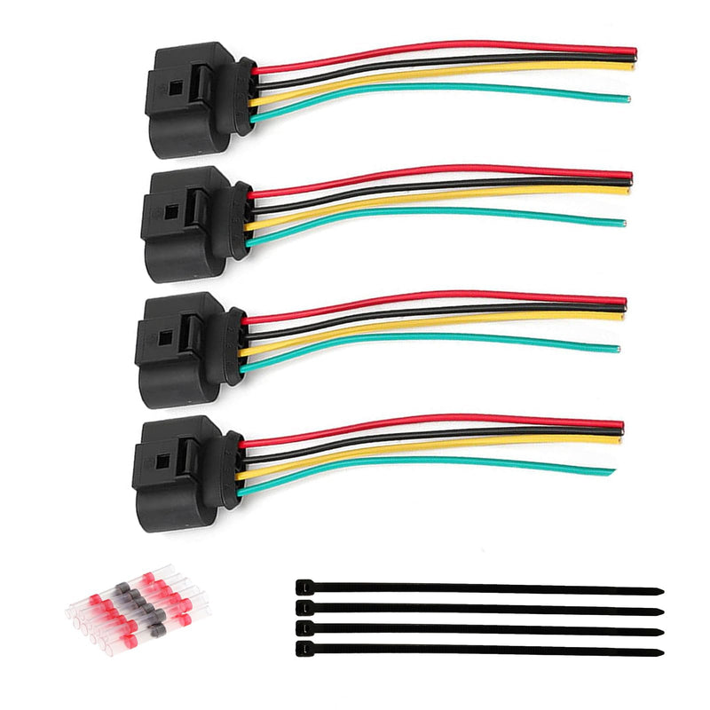 MAMIKO Set of 4 Ignition Coil Module Connector Replacement with Volkswagen Vw Passat Audi A4 1.8T, 2.0T, 2.5L, 3.2L, 4.2L 4 Pack Vw Ignition Coil Harness Vw and Audi