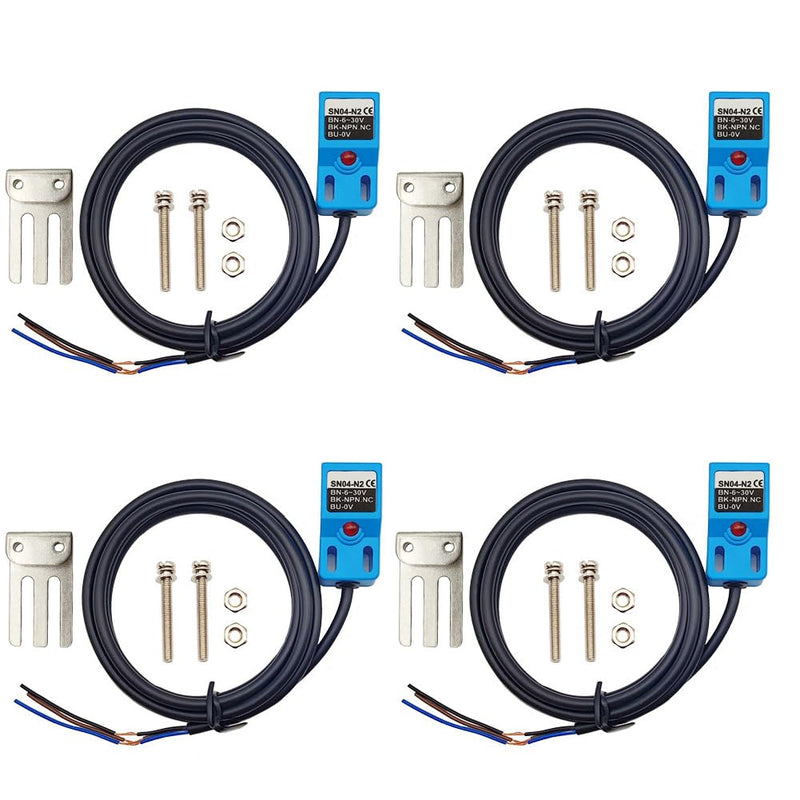 SN04-N2 NPN NC Inductive Proximity Sensor Normally Close Detection Approach Switch with SN Bracket (Blue, 4 Pack)