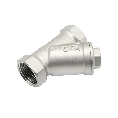 3/4 Inch Female Y-Strainer Industrial Piping, 304 Stainless Steel Valve Connector, Y Strainer for Removes Water Oil and Gas Contaminants 3/4 Inch