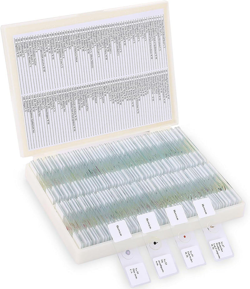 120-Pcs Microscope Slides with Specimens,Plant, Animal, Algae,etc,Educational Microscope Slides and Covers for Young Scientists,Perfect for Biology Class and Experiments 120pcs