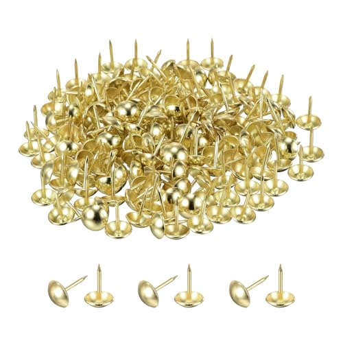 MECCANIXITY Upholstery Tacks for Furniture, 3/4 Inch (19 x 22mm) Metal Round Gold Thumb Tacks for Wall Decorative Upholstery Nails DIY Project Home Decor, Pack of 90