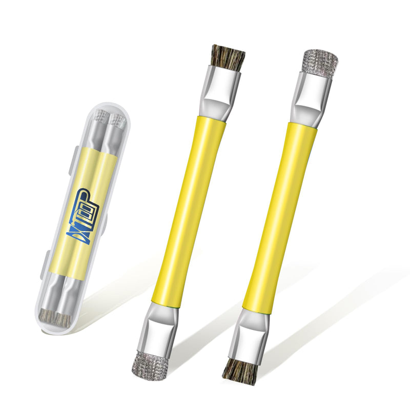 ESD Safe Anti-Static IC Cleaning Brush Tool -2Pcs Double Head Motherboard Hard Brush for IC Glue Removal,PCB Cleaning, Circuit Board Maintenance,Mobile Phone Repair - Yellow 6.1 IN