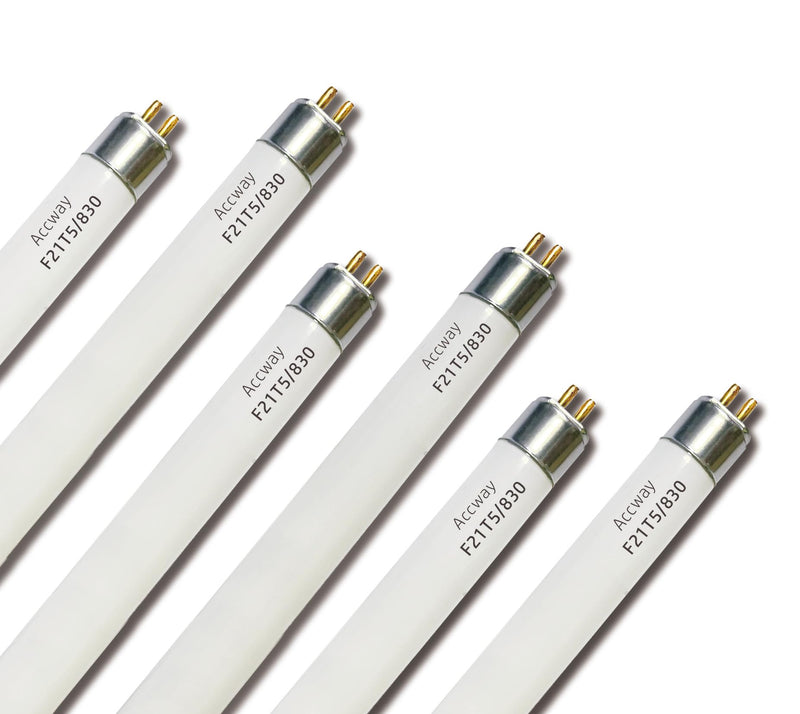 6pack F21T5/830 21Watt 34 inch Fluorescent Light Bulb, T5 3000K Soft White Linear Tube, F21T5/21W/830 Warm White Replacement for Under Counter Fixture 34inch