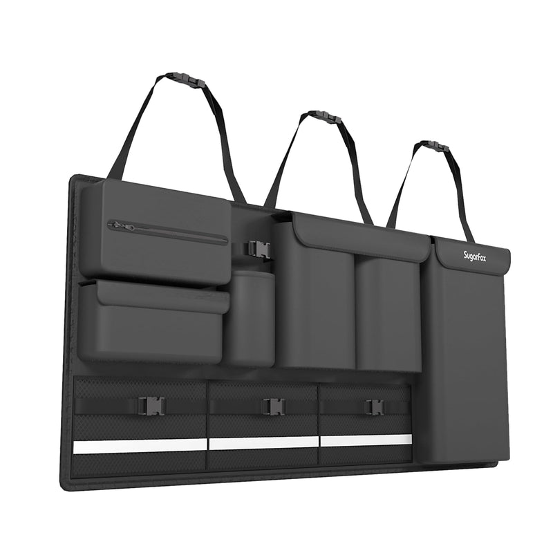 Backseat Hanging Trunk Organizer for SUVs, Cars, Trucks & MPVs | Multi-Pocket Storage with Anti-Slip Straps | Space-Saving Auto Accessory | Gift for Drivers | Black, 37.8" x 18.1" - K230 Oxford fabric-Black