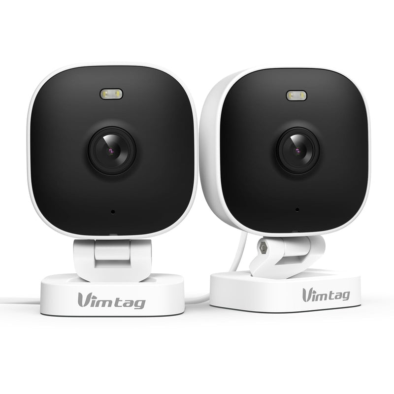 VIMTAG Upgrade 2.5K Security Camera Indoor Outdoor, 2.4G& 5G Color Night Vision Cameras for Home Security Baby Pet Dog Cat with Phone APP, Motion Detection 2-Way Audio, Work with Alexa Cloud, 2 Pack White