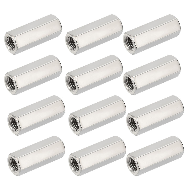 12Pcs Hex Coupling Nuts,1/2-13 UNC 40mm/1.57" Length, 304 SS | Rod Coupling Nut, for Threaded Rods & Studs 12 1/2"-13 x 40mm