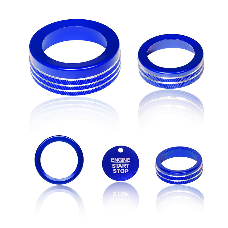 for Ford Maverick 2025 Accessories Interior Decor Gear Shift 4WD Engine Start Stop Headlight Volume Radio Control Switch Center Consoles Knob Cover 5Pcs Aluminum Alloy (Blue, 2025-Up) Blue