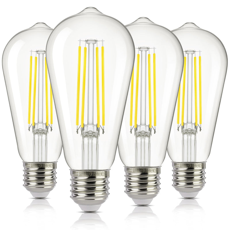 ALAMPEVER ST19 Dusk to Dawn LED Outdoor Light Bulb, 1400LM Sunlight Sensor Light Bulbs, 8W (100W Equivalent), 5000K Daylight White, Automatic Light Bulb for Porch, Patio, Garage, 4 Pack, Non-Dimmable 100w 5000k Daylight White 4 Count (Pack of 1)