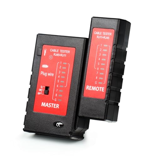 Network Cable Tester Ethernet Continuity Test Tool RJ45 RJ11 RJ12 CAT5 CAT5e CAT6 CAT6a UTP Wire POE Port Phone line Speed Short Circuit Checker BLACK