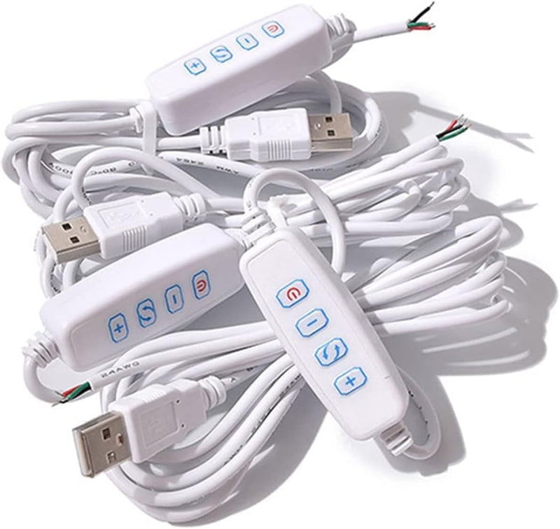 1Pc White DC5V USB LED Dimmer Cable -Extension with On/Off Switch | Adjustable Brightness Controller for LED Bulbs and Lamps USB Light Accessories, LED Dimming Supplies