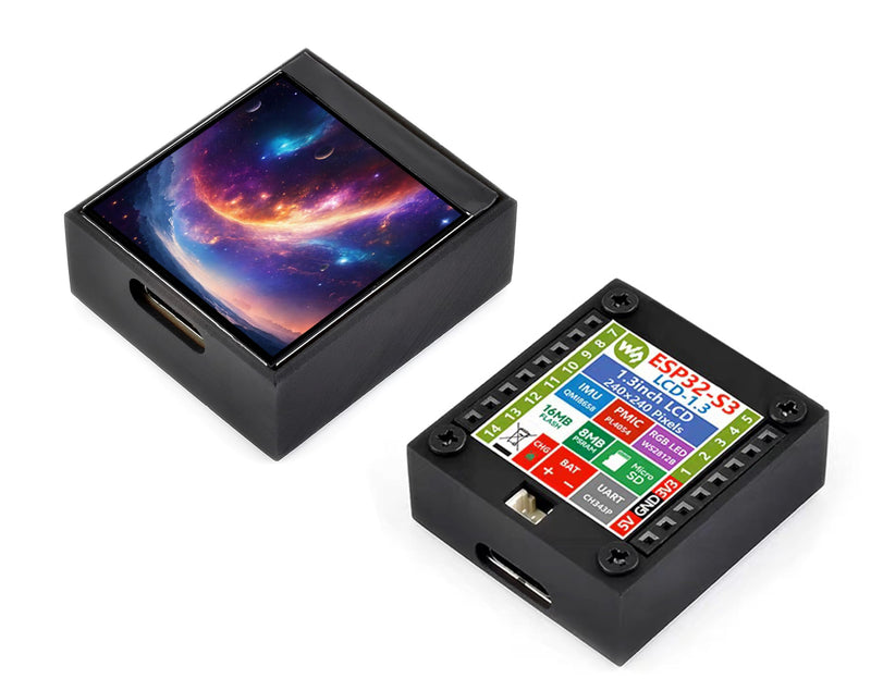 ESP32-S3 1.3inch Display Development Board, ESP32 with Display 240x240 Pixels, Built-in ST7789V2 Chip and 6-Axis IMU, 262K Color, SPI Communication, Supports 90° Hardware Rotation, with Case