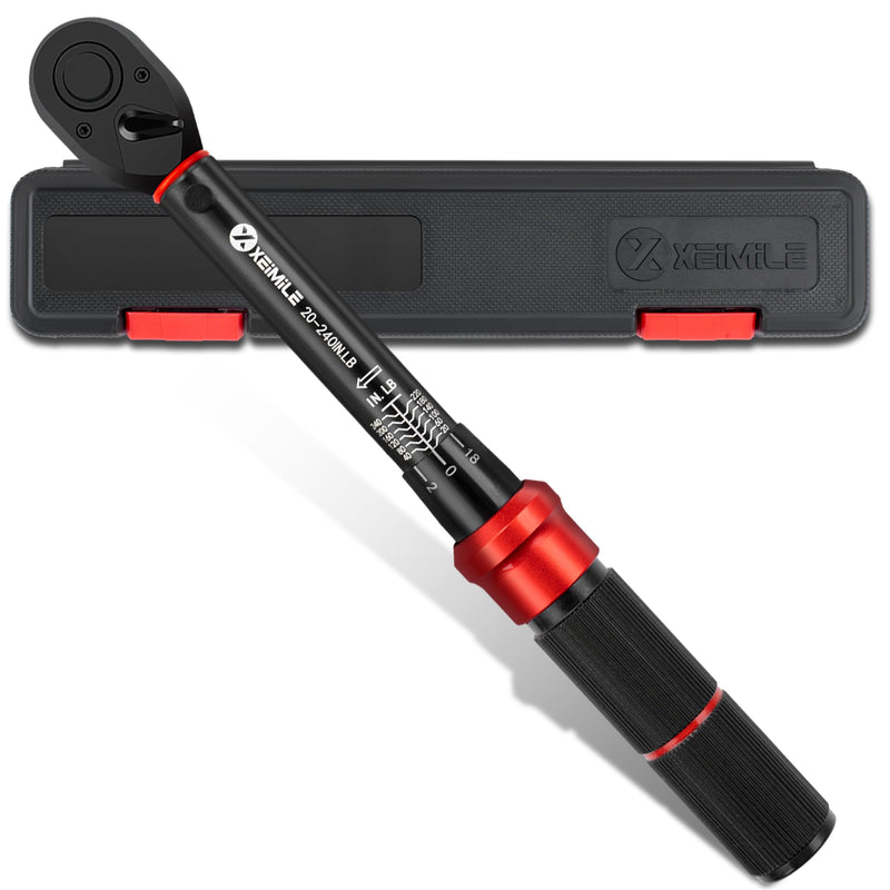 1/4-Inch Drive Click Torque Wrench - 20-240 In-Lb/2.3-27.1 Nm, Dual-Direction Adjustable 72 Tooth Torque Wrench with Dual Range Scales, High 3% Precision for Bike, Motorcycle and Car Repair 1/4"DR. 20~240 IN-LB