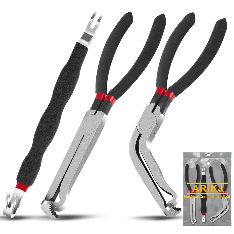 3Pcs Electrical Disconnect Pliers 37960, 60 Degree Electrical Connector Pliers 37980,Electrical Connector Separator 13120, Electrical Wiring, Electrical Plug Disconnect Tools Black(straight+ 60degree+separator)