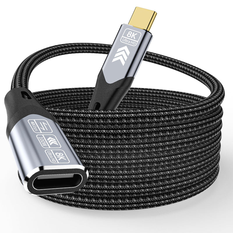 USB-c Extension Cable Long 10FT Compatible with Thunderbolt 4 Extension Cable high Speed 40Gbps Data Transfer, USB c Male to Female, 8K Display/Video 100W, for Docking Station 10ft/3M
