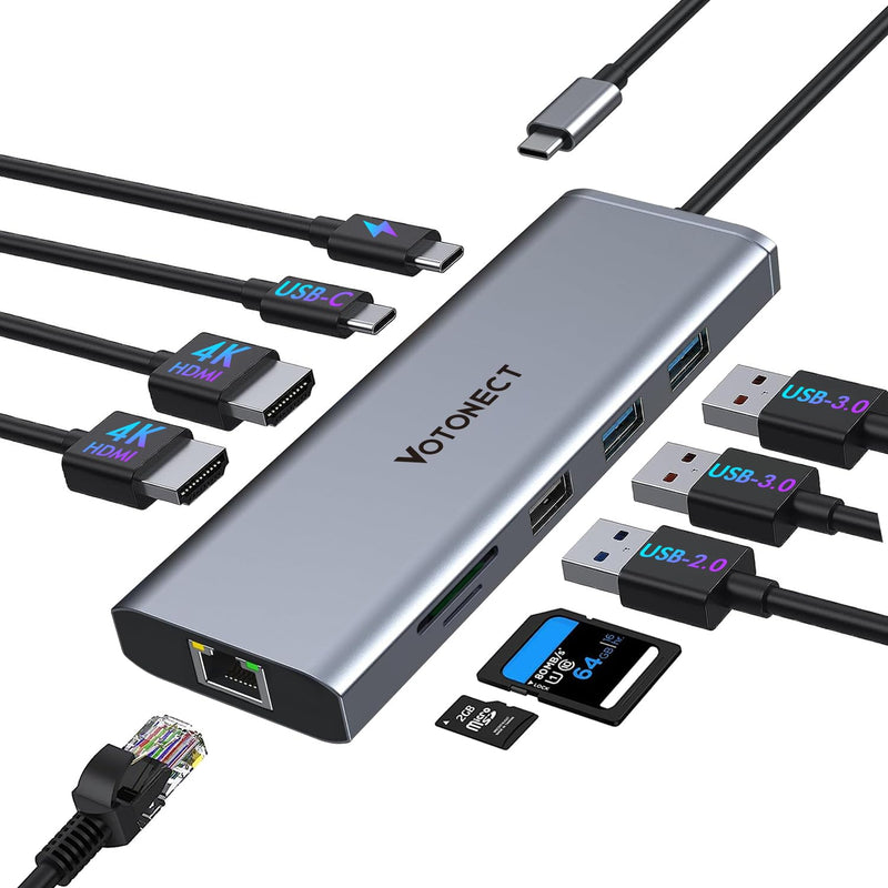 10-in-1 USB C Hub with 4K HDMI Adapter, SD/TF Card Reader, 100W PD Charging, 2 USB 3.0 Ports, and 2 usb2.0 Ports for MacBook Pro/Air, Dell XPS, Lenovo ThinkPad, etc. (8K HDMI Docking station) 8K HDMI Docking station