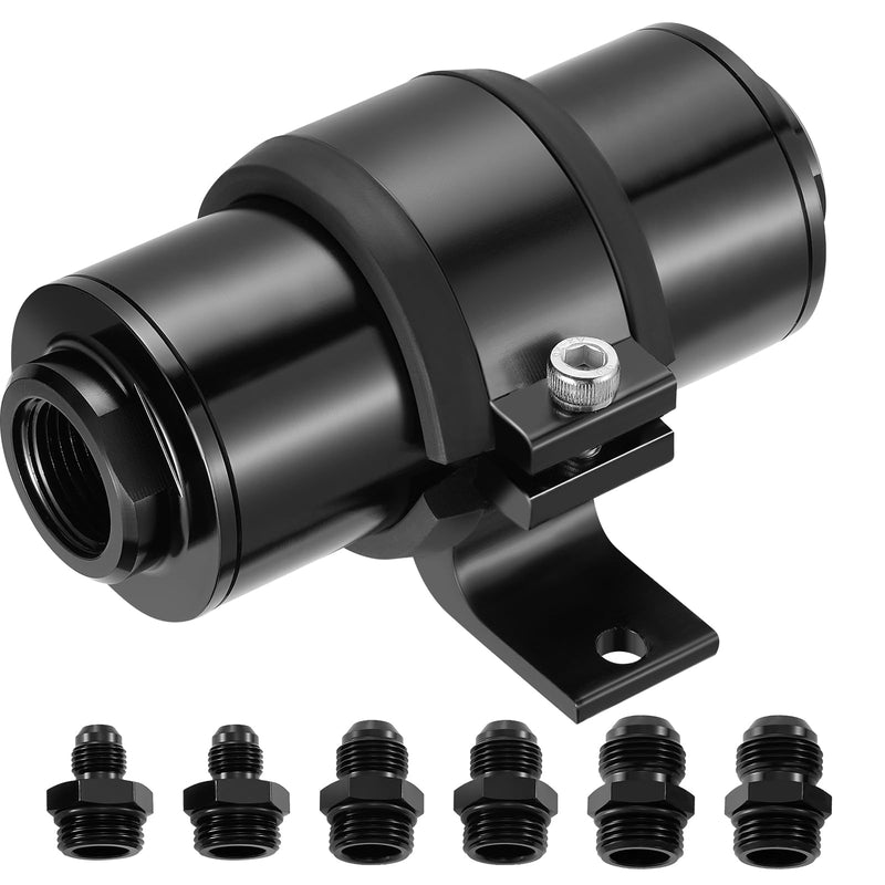 BDFHYK 10 Micron Inline Fuel Filter with Bracket Clamp and 6AN 8AN 10AN Adapter, 50MM Aluminum for EFI Fuel System, LS Exchange