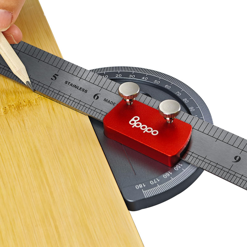 Upgrade Stainless Steel Angle Protractor– Precision 0°-180°Angle Finder for Marking Angle,Straight Line Scribe, Woodworking Angle Measuring Tools, Ruler Included Angle Finder,ruler