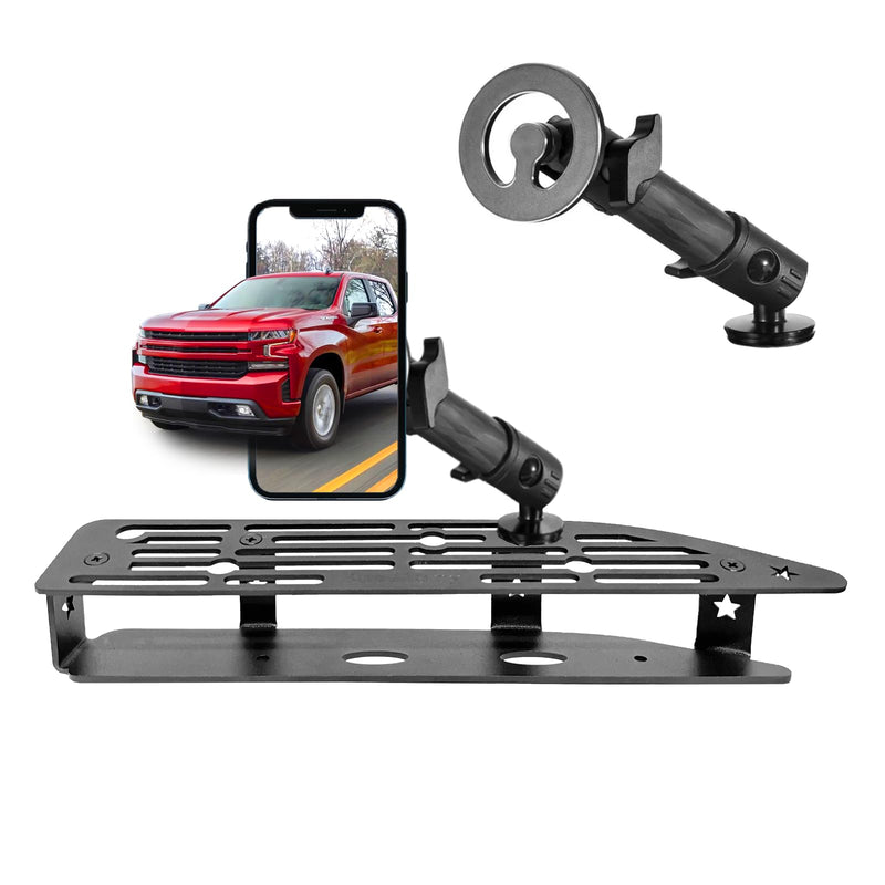 2024 2025 Silverado 1500 Magnetic Phone Mount Compatible with 2022 2023 2024 2025 Chevy Silverado GMC Sierra Accessories Metal Cell Phone Holder Dash Platform Mount(No-Drill Installation)