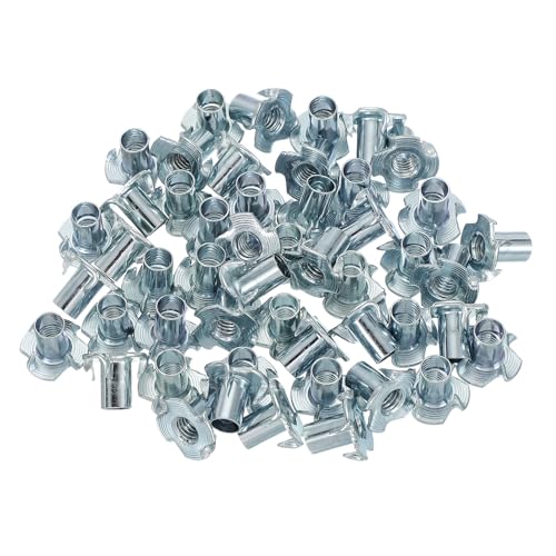 PATIKIL 5/16-18 T-Nuts, 50 Pcs Zinc Plated Steel 4-Pronged Tee Blind Nut 16 mm Length Four-jaw t Nuts Threaded Inserts Hardware for Wood Furniture Cabinetry Rock Climbing Holds 5/16-18x16mm