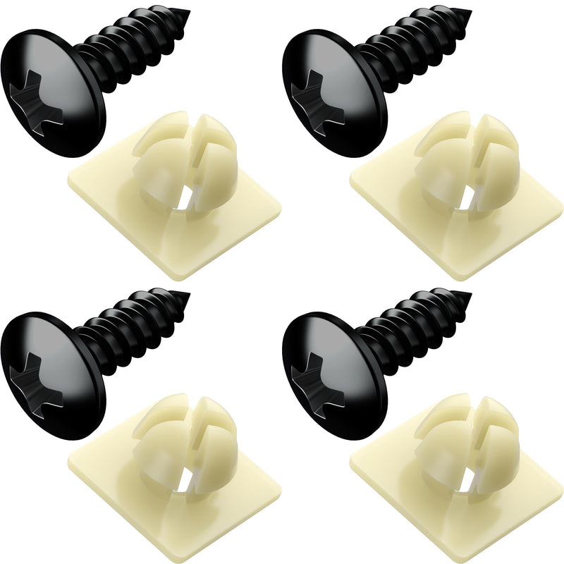 Black Oxide Stainless Steel License Plate Screws with Nylon Inserts for Securing Front & Rear License Plates, Frames & Covers – License Plate Fasteners Fit Most Domestic Vehicles (Set of 4) Truss Head Black Oxide