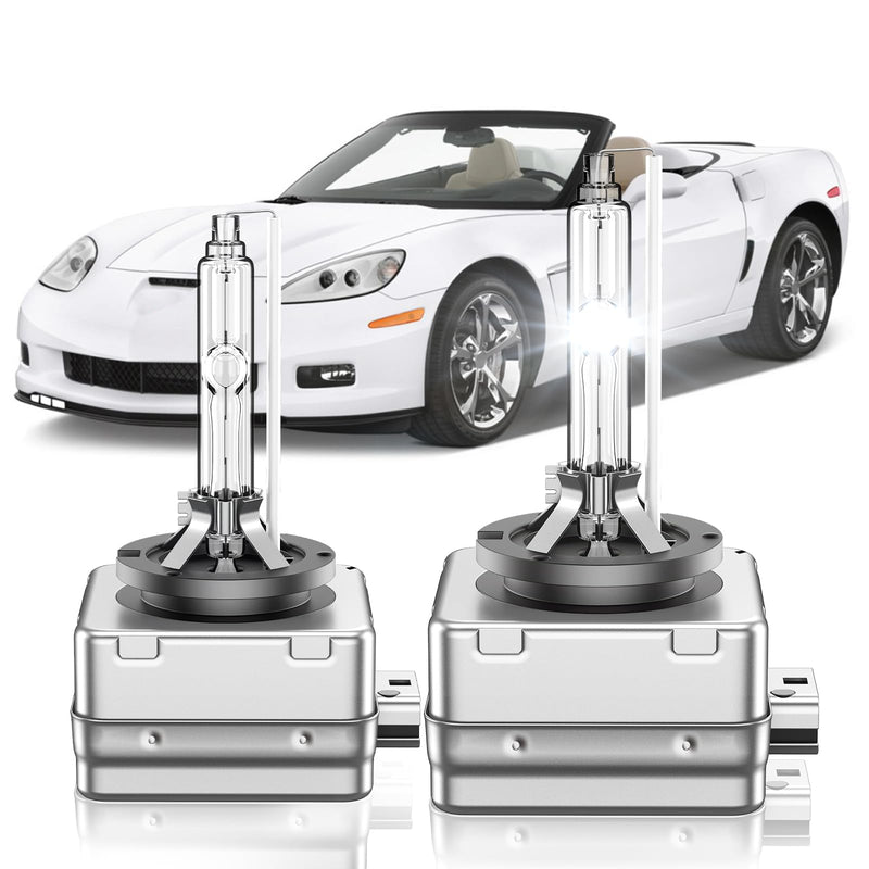 Fit for Chevrolet 2005-2013 Chevy Corvette Sport 2010-2013 Chevy Camaro D1S HID Xenon Headlight Bulbs, 350% Brightness, High Low Beam Light Bulb, 6000K Cool White, Plug and Play, Pack of 2 D1S-6000K