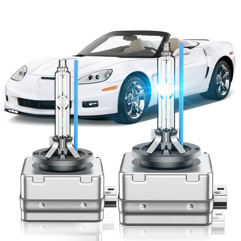 Fit for Chevrolet 2005-2013 Chevy Corvette Sport 2010-2013 Chevy Camaro D1S HID Xenon Headlight Bulbs, 350% Brightness, High Low Beam Light Bulb, 8000K White Blue, Plug and Play, Pack of 2 D1S-8000K