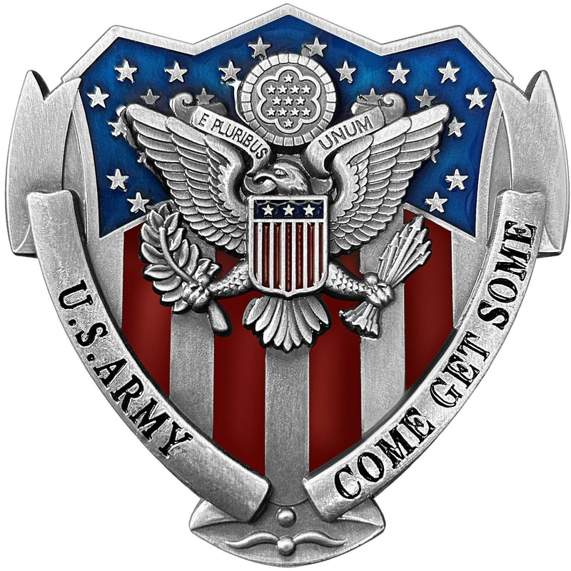 US Army Veteran Metal Car Emblem 3D Decals Shield Shape with Eagle, Enamel American Flag, 3M Adhesive, Car Medal Gift for Veterans and Military Supporters (US Army) US Army