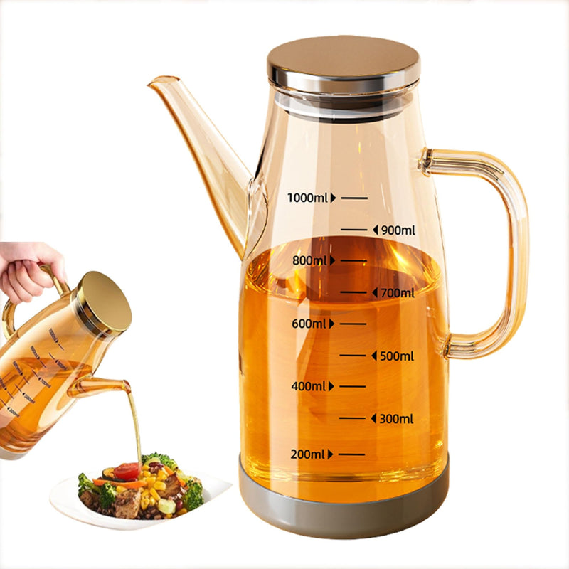 2025 Oil Dispenser Bottle with Drip Free Spout Food Grade Oil Vinegar Cooking Sprayer Kitchen Glass Container Bottles (1000 ML) 33.8 Ounces