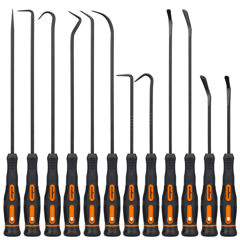 HORUSDY 12-Piece Precision Hook and Pick Set, Car Auto Oil Seal/O-Ring Seal Gasket Pick, Precision Hooks Puller Remover
