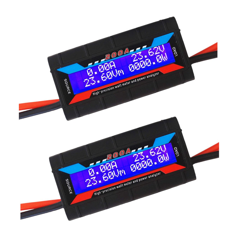 200A Watt Meter High Precision Monitor, DC 0-100V Voltage Amp Tester, Power Analyzer Multimeter, Set of 2, for RC,Solar Panel, Wind Power 200A 100V