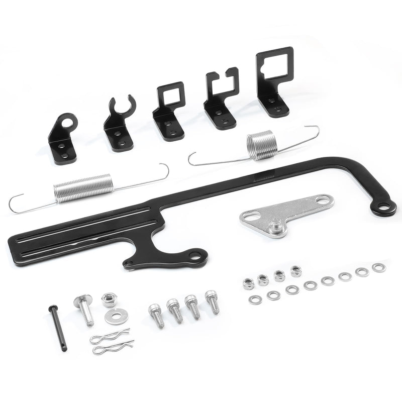 304147 EZ EFI Car Cable Mounting Kit, Black Steel Throttle Cable Bracket, Adjustable Compatible with GM 700R4 Automatic Transmission (Black)