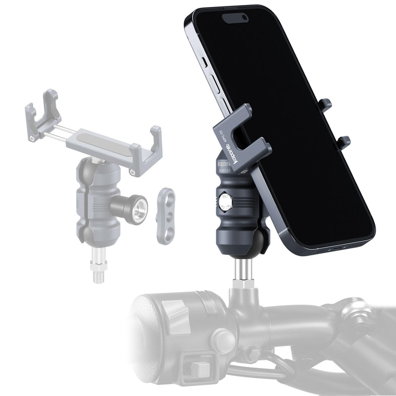 Anti-Theft Phone Holder Kit, with M8 Screw for Mirror Install, 25mm Ball Head & Seat Short Bar Double Socket Arm, 360° Adjustable Motorcycle Phone Mount, for Tricycle/ATVs (KPS-05) KPS-05-25mm/1 Inch Ball-M8 Screw-Mirrors Install