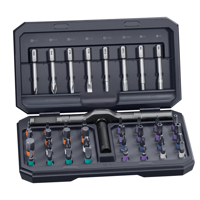  [AUSTRALIA] - 42 in 1 Magnetic Screwdriver, Screwdriver Set, Multi Bit Ratcheting Screwdriver Set with Storage Case Repair Tool Kit for Computer, Eyeglass, Bicycles, Watch, Ring Doorbell, Furniture and DIY Grey