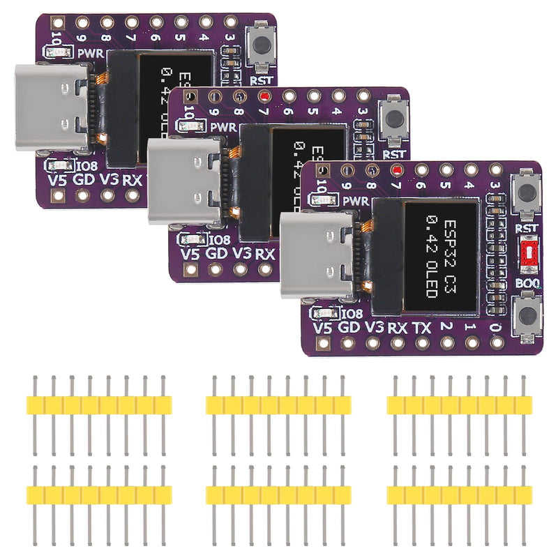 3PCS ESP32-C3 OLED Development Board with 0.42 Inch OLED Module Ceramic Antenna WiFi Bluetooth ESP32 Supermini Development Board 3PCS