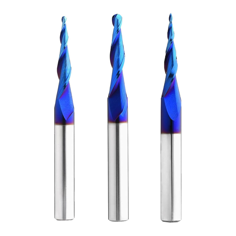 STQ624 Ballnose Upcut CNC Spiral Router Bit 1/4" Shank 2D & 3D Carving 3.6 6.2 5.4Deg Tapered End Mill 1/8 Cutting Dia 1/32 Cutting Dia 1/16 Cutting Dia 1/16D+1/8D+1/32DX2-1/2OL