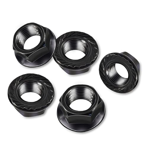 200 Pcs Hex Serrated Flange Nuts, M6 x 1mm Pitch, Black Zinc 200Pcs M6*1mm Black