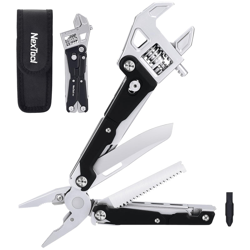 NexTool W4 Adjustable Ratchet Wrench Multitool, 11-IN-1 Foldable EDC Tool with Pliers, Knife, Saw and Screwdriver, Multi Tool for Camping, DIY, and Gifts for Him Full Size
