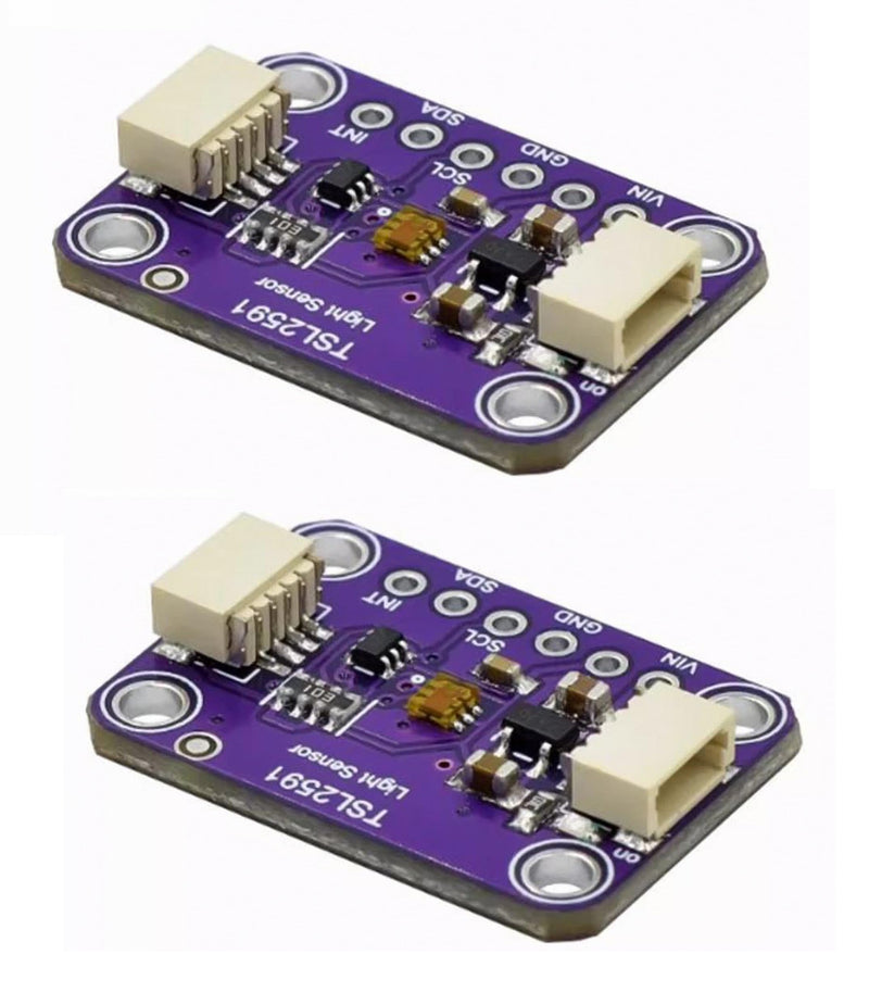 2pcs TSL2591 High Dynamic Range Digital Light Sensor Breakout Module Purple Board - 600,000,000:1 Ratio, Dual-Spectrum Visible/IR Detection, I2C Interface for QWIIC & Arduino