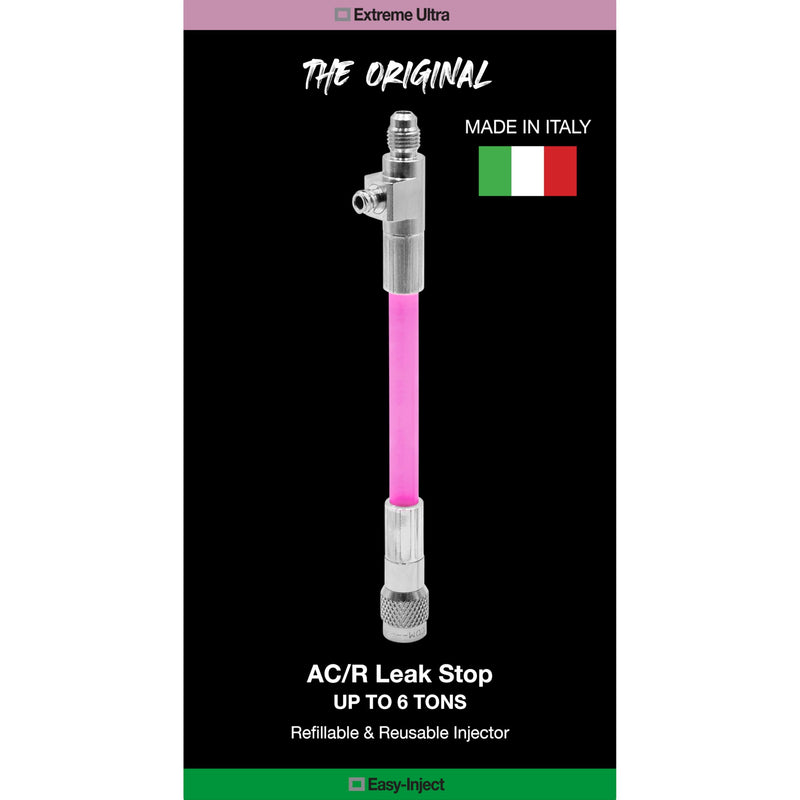 Extreme Ultra A/C Leak Stop Direct Easy Inject Solution for HVAC&R Systems up to 6 Tons with 1/4 SAE Charging Port, for all Refrigerants and Oils | Reusable, Refillable, US Patented - 0.2 fl oz (6 mL) A/C Leak Stop 1/4 SAE Adpt.