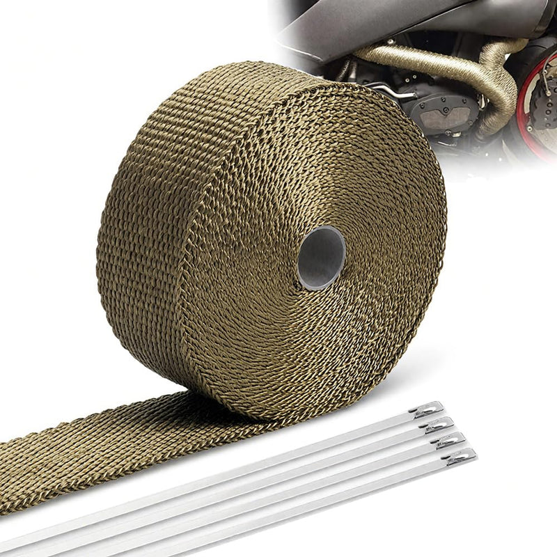 2" x 16' Titanium Exhaust Heat Wrap Roll for Motorcycle Cars Heat Shield Tape, Heat Shield with Stainless Steel Tie 2" x 16'